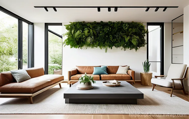 주거 혁신과 환경 보호의 연관성 - Prompt 1: Biophilic Living Space with Eco-Materials**